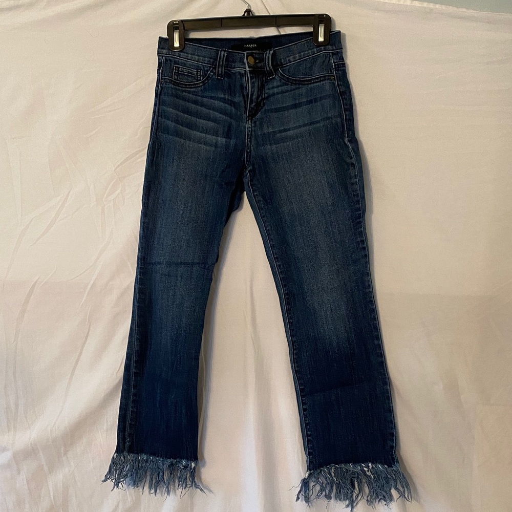Harper semi stretch frayed ankle cut jeans